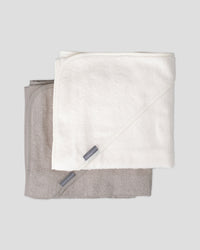 Little Bamboo Hooded Towel 2PK  - Stone Grey