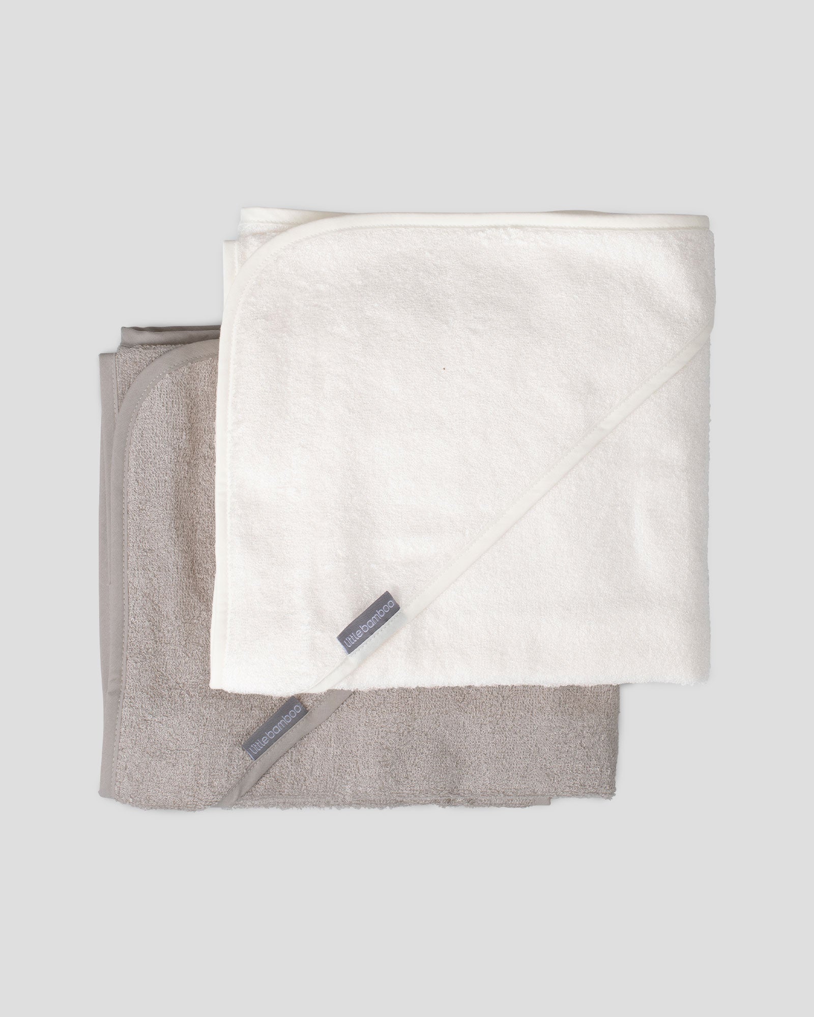 Little Bamboo Hooded Towel 2PK  - Stone Grey
