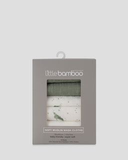 Little Bamboo Muslin Washers 6Pk  - Turtle Bay