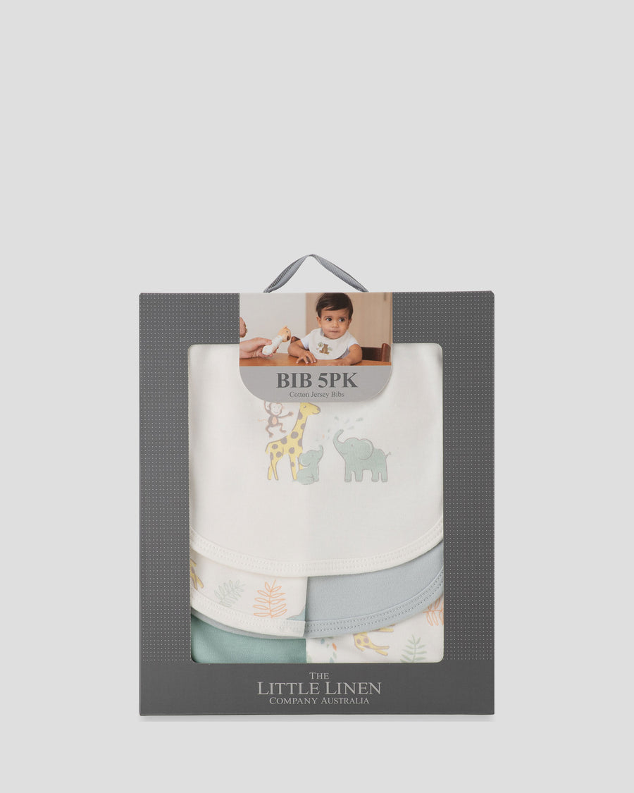 Little Linen Jersey Bib 5PK - Savanna Giraffe