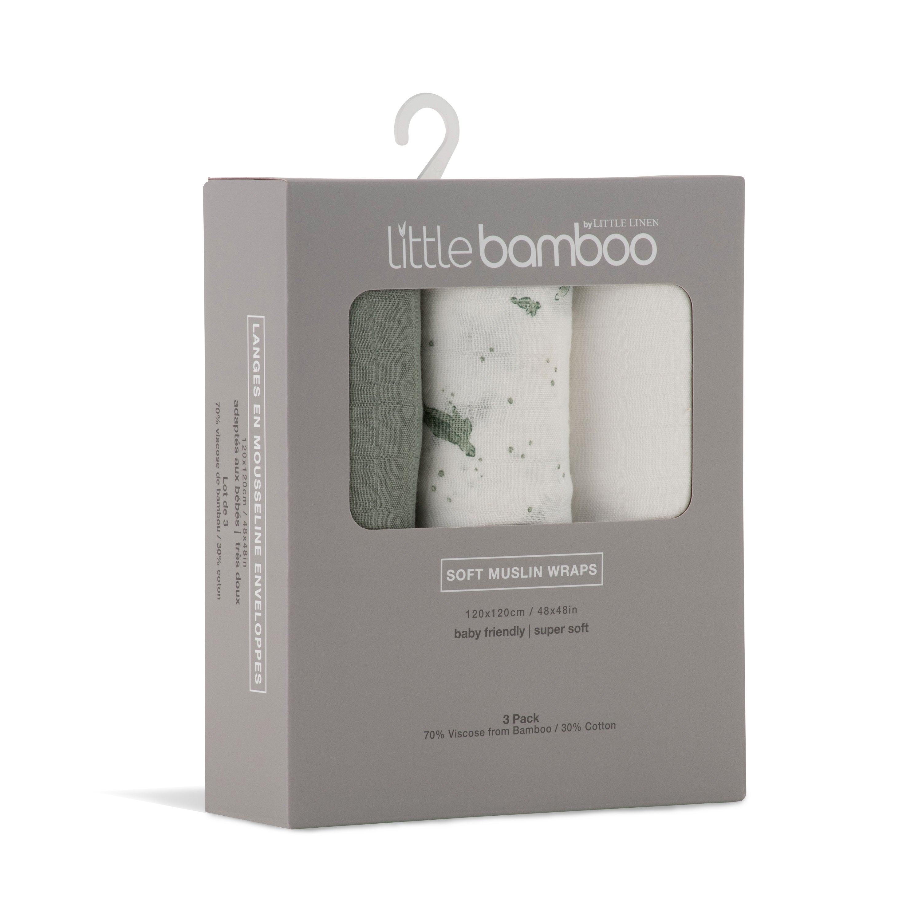 Little Bamboo Muslin Wraps 3Pk  - Turtle Bay