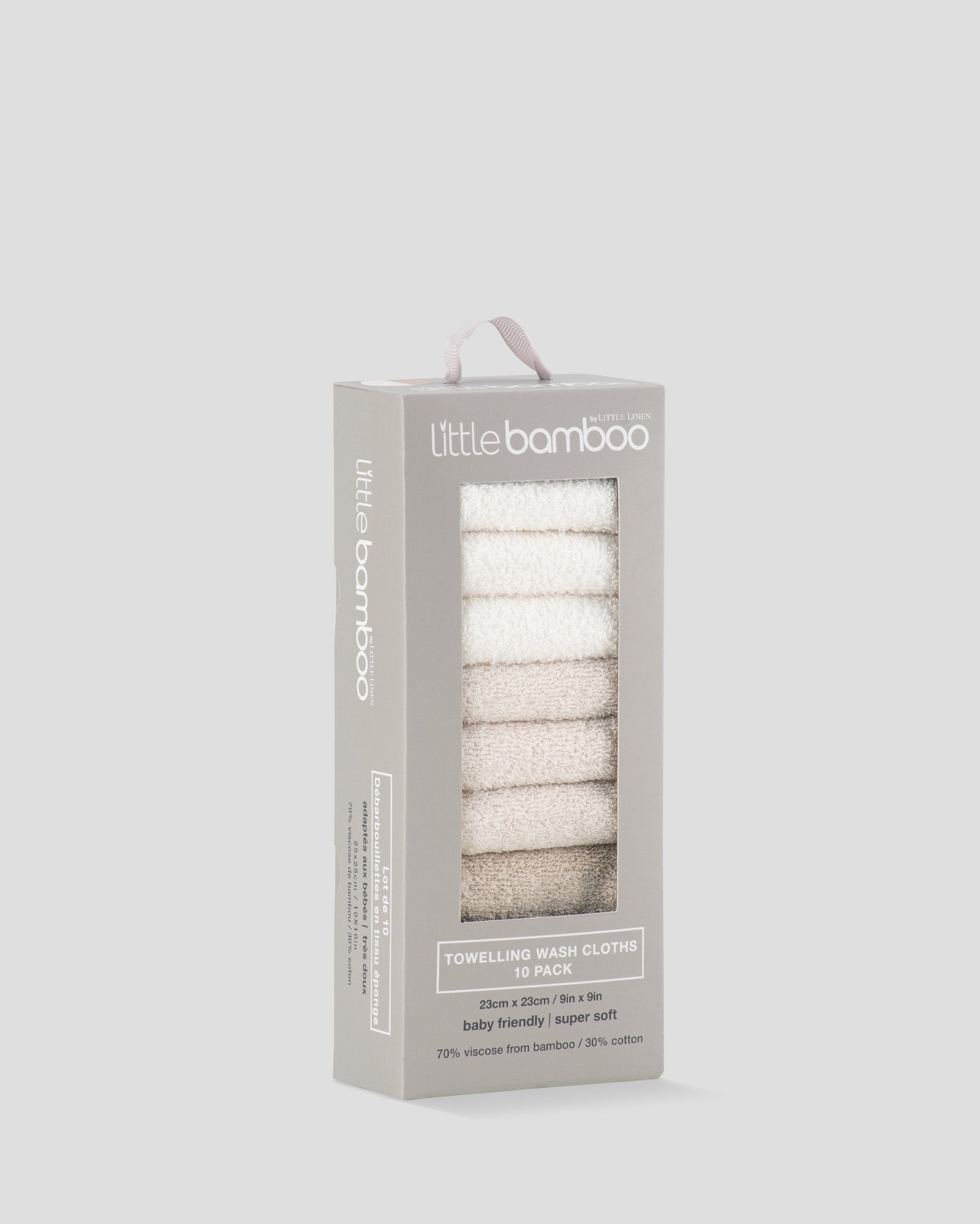 Little Bamboo Baby Towelling Washers 10PK - Iced Coffee