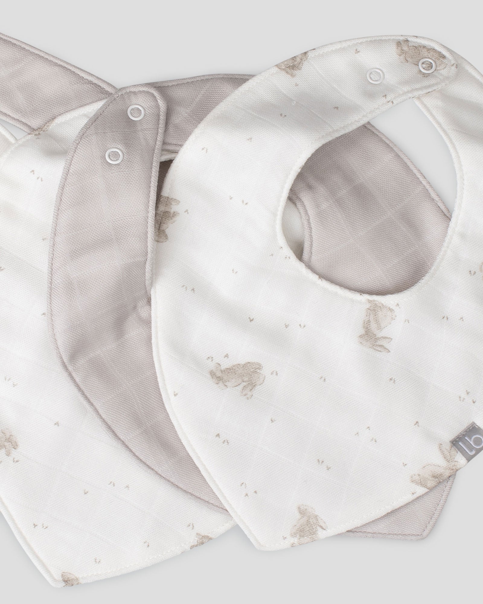 Little Bamboo Muslin Bib 5PK  - Stone Grey