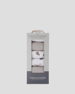 Little Linen Baby Towelling Wash Cloths 6PK - Willow Bear
