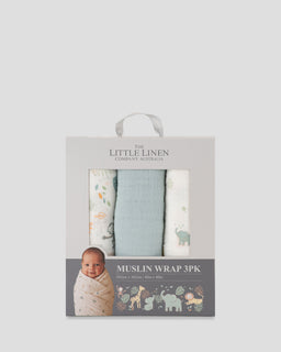 Little Linen Muslin Wraps 3PK - Savanna Giraffe