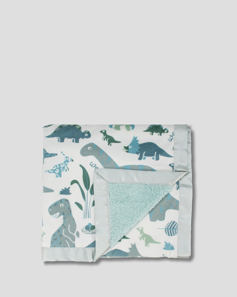 Weegoamigo Sherpa + Mink Baby Blanket - Roar-y McIlroy Dinosaur