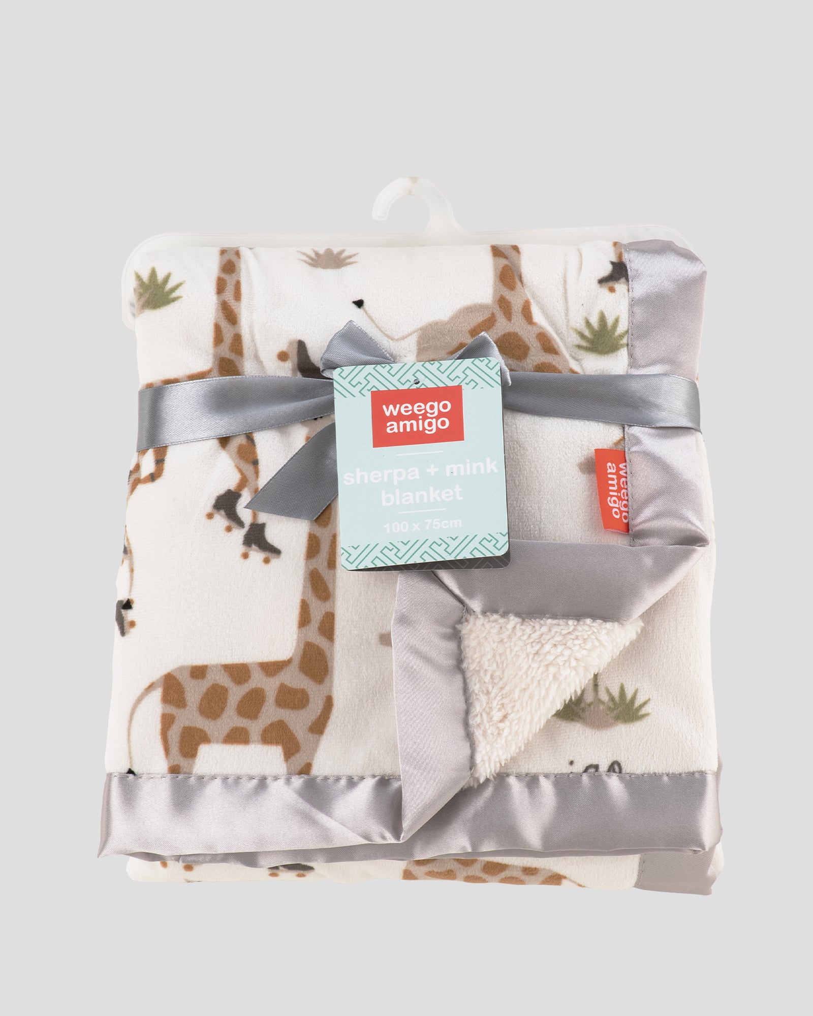 Weegoamigo Sherpa + Mink Baby Blanket - Stevie Necks Giraffe