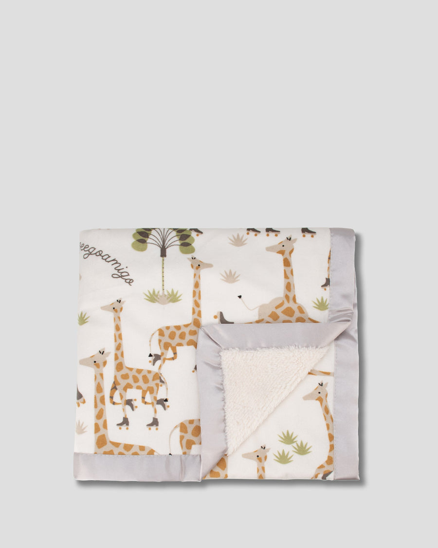 Weegoamigo Sherpa + Mink Baby Blanket - Stevie Necks Giraffe
